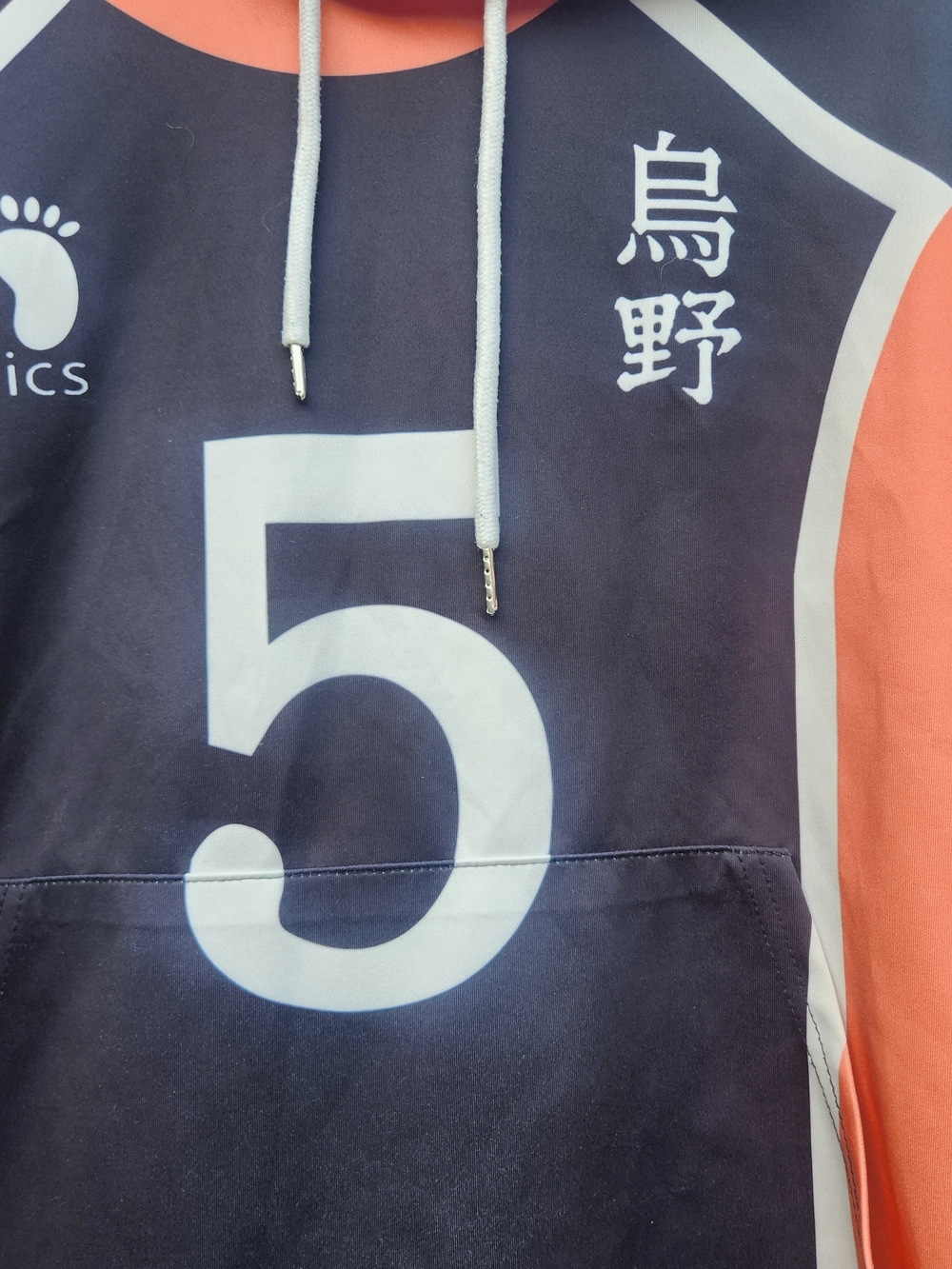 Haikyuu Cosplat Volleyball Hoodie in Black and Coral - Number 5 Womens Small - Picture 3 of 10